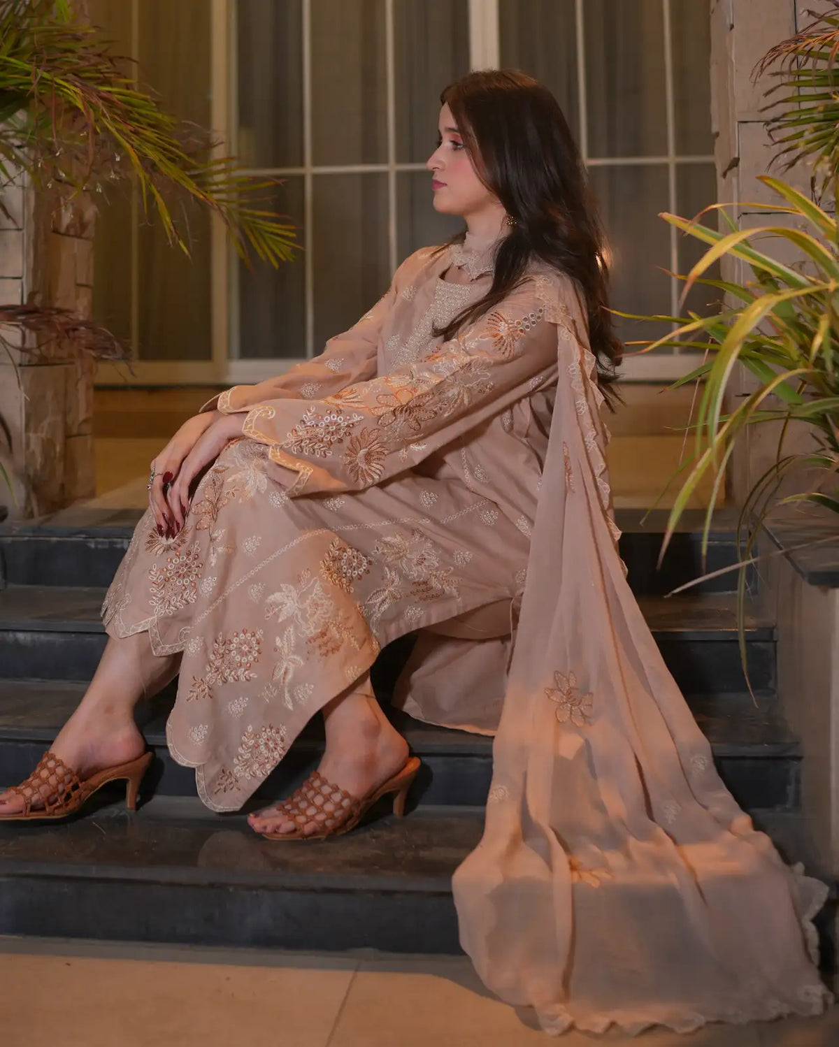 3 Piece Light Lavender Embroidered Suit